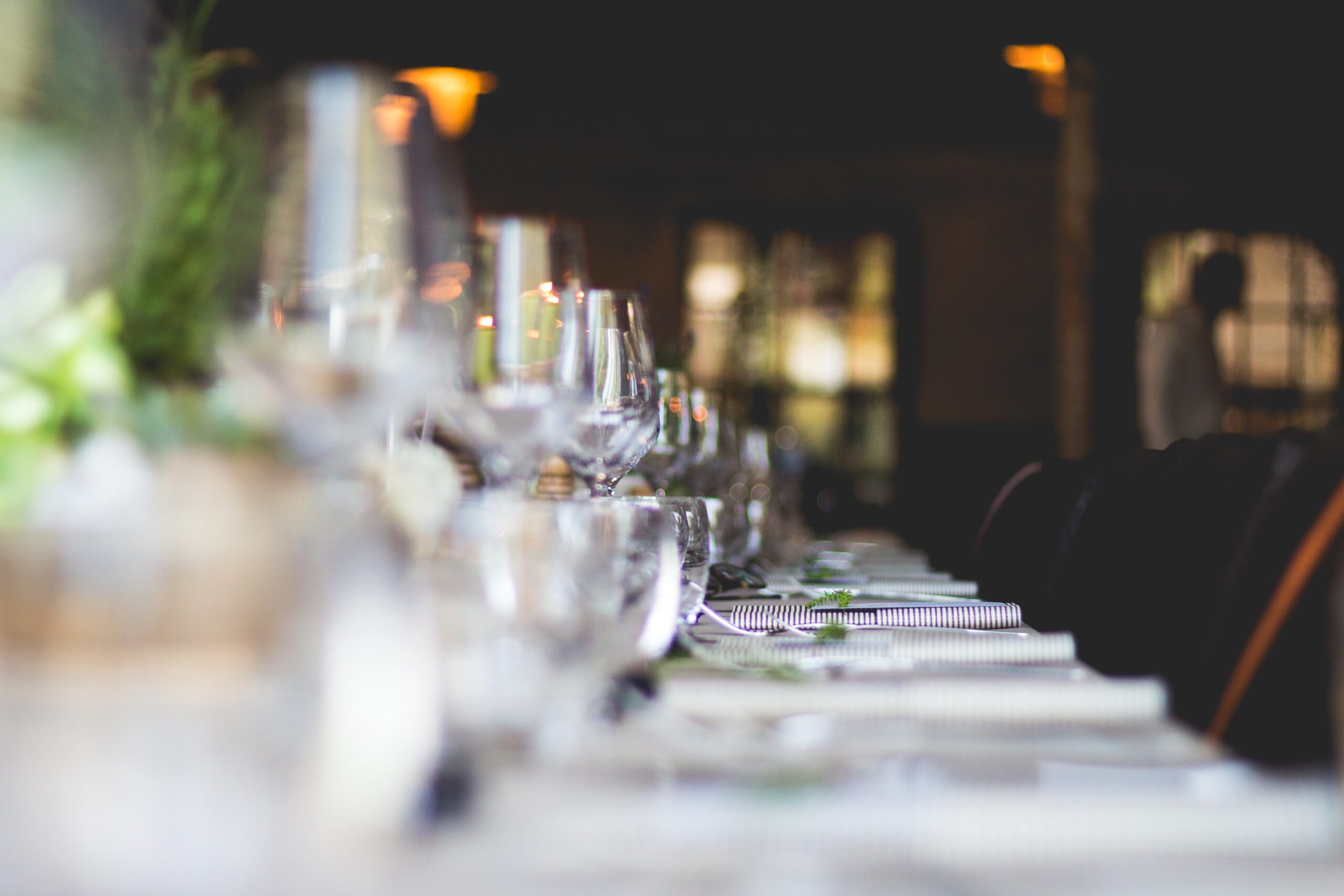 long table set for dinner